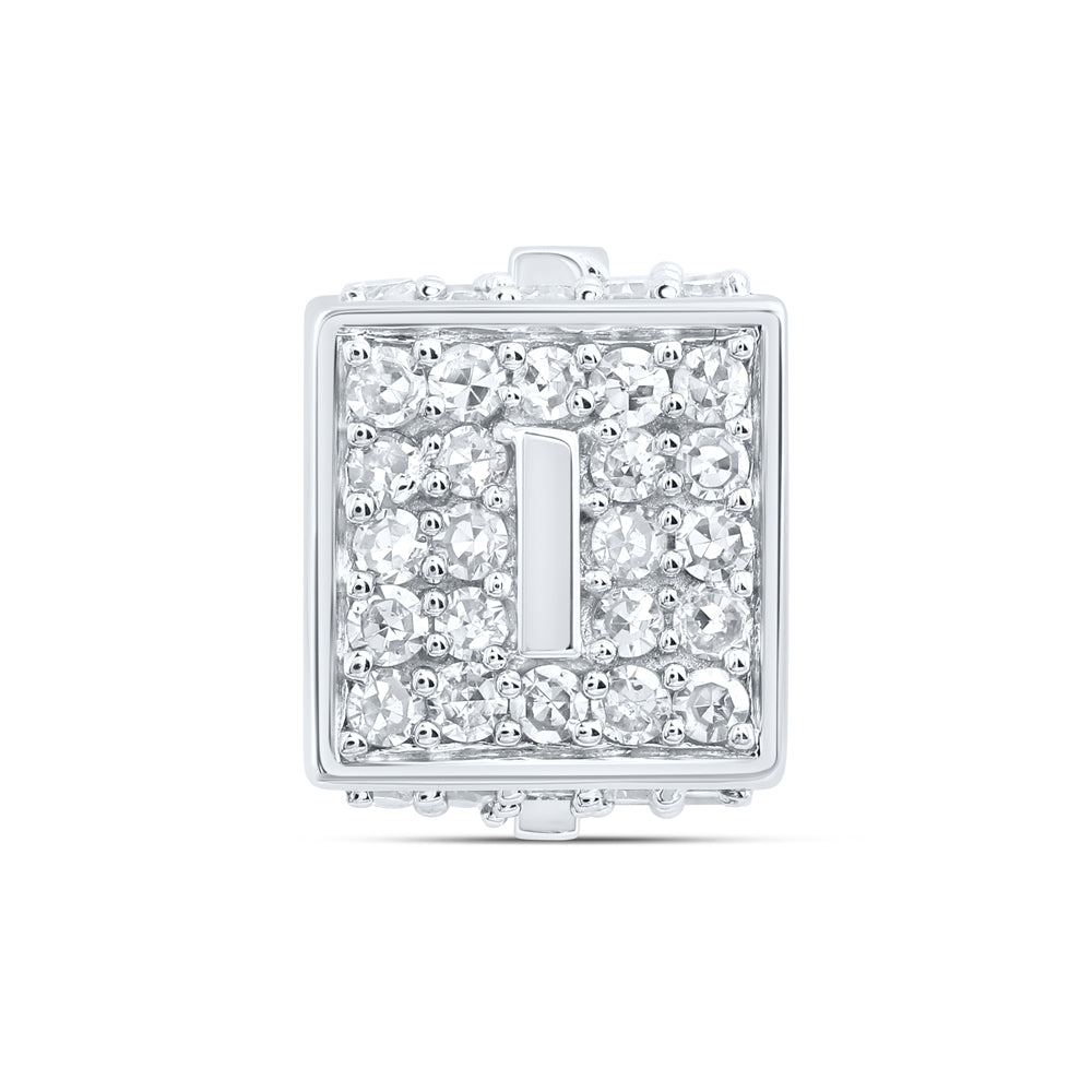 10kt White Gold Diamond Initial I Box Chain Bracelet 3/8 ctw
