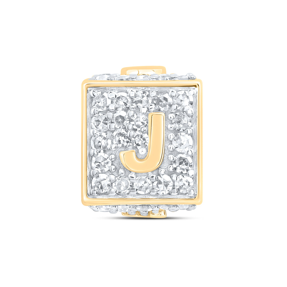 10kt Yellow Gold Diamond Initial J Box Chain Bracelet 1/3 ctw