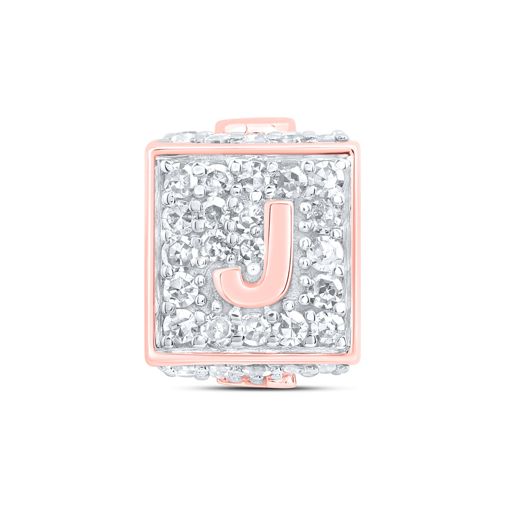 10kt Rose Gold Diamond Initial J Box Chain Bracelet 1/3 ctw