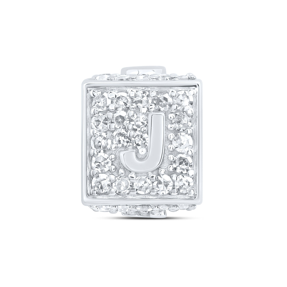 10kt White Gold Diamond Initial J Box Chain Bracelet 1/3 ctw