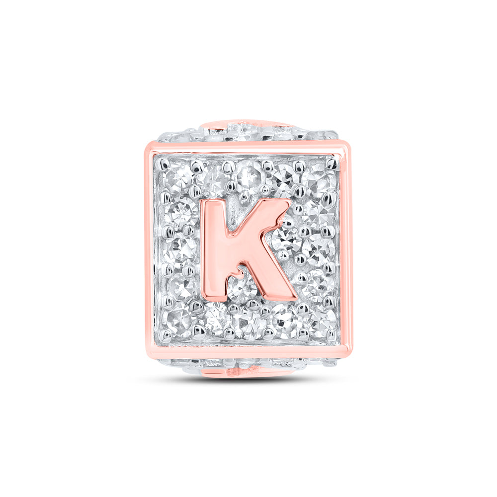 10kt Rose Gold Diamond Initial K Box Chain Bracelet 1/3 ctw