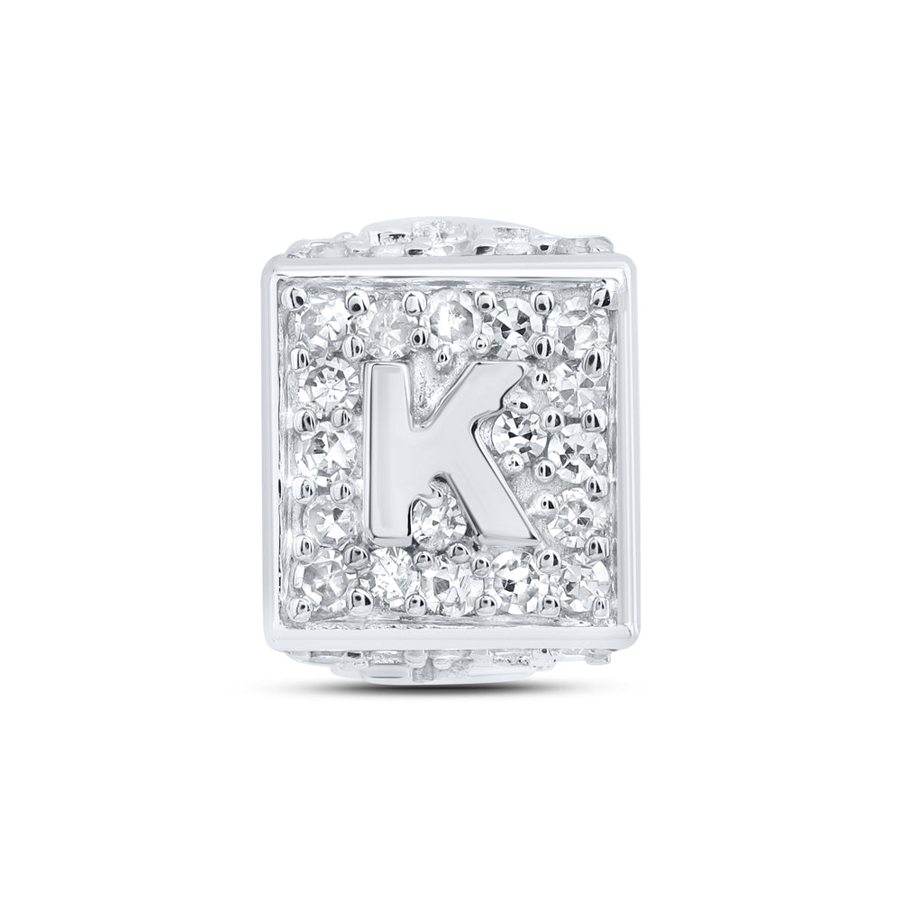 10kt Gold Diamond Initial K Box Chain Bracelet 1/3 ctw