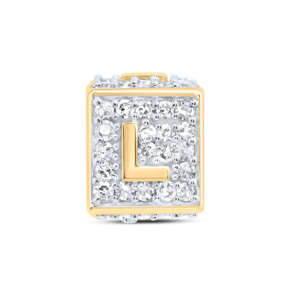 10kt Yellow Gold Diamond Initial L Box Chain Bracelet 1/3 ctw