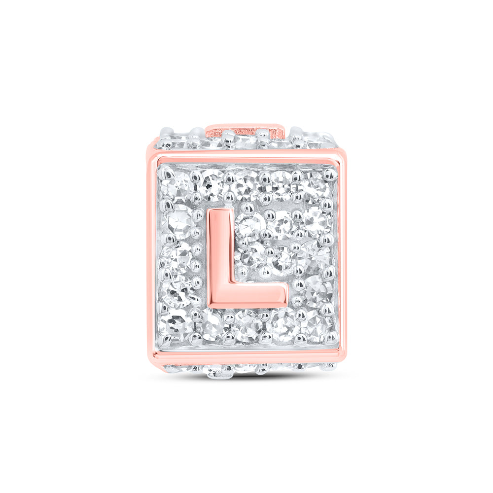 10kt Rose Gold Diamond Initial L Box Chain Bracelet 1/3 ctw