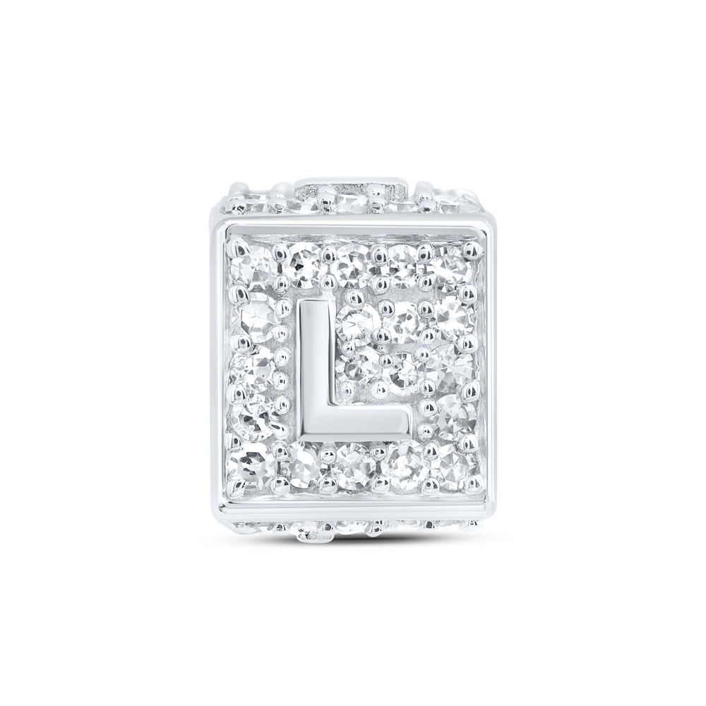 10kt White Gold Diamond Initial L Box Chain Bracelet 1/3 ctw