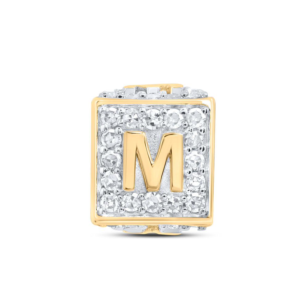 10kt Yellow Gold Diamond Initial M Box Chain Bracelet 1/4 ctw