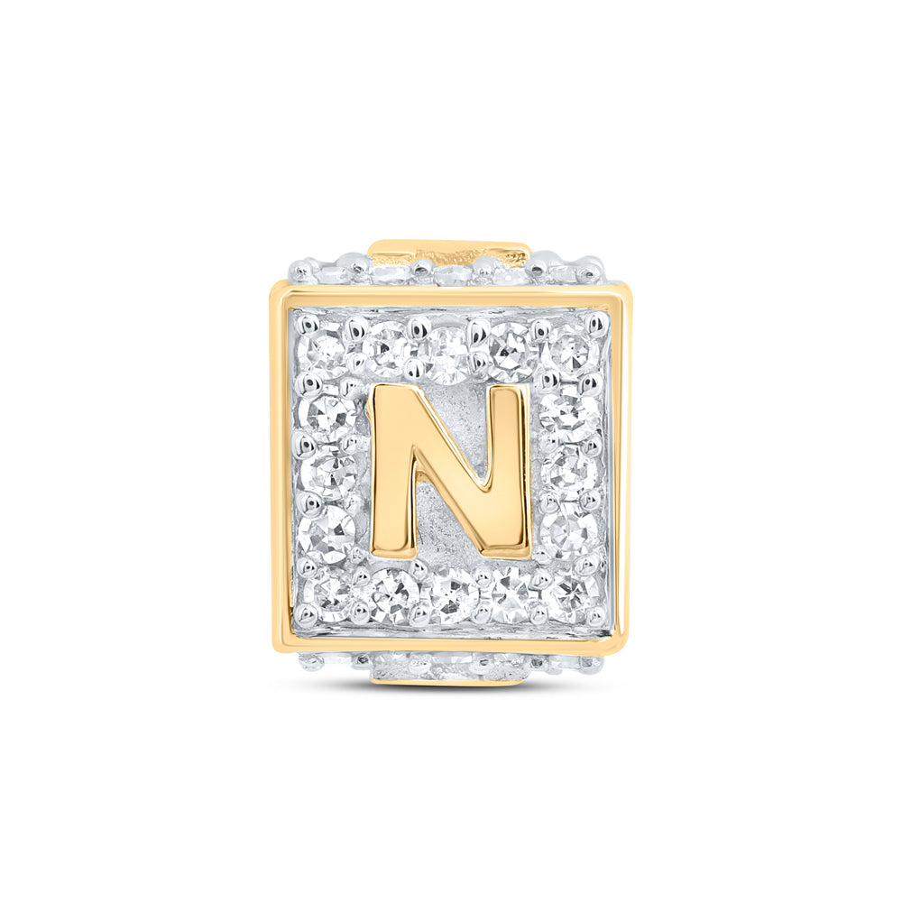 10kt Yellow Gold Diamond Initial N Box Chain Bracelet 1/4 ctw