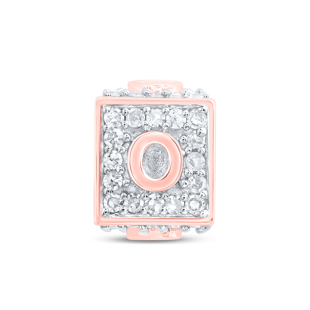 10kt Rose Gold Diamond Initial O Box Chain Bracelet 1/4 ctw
