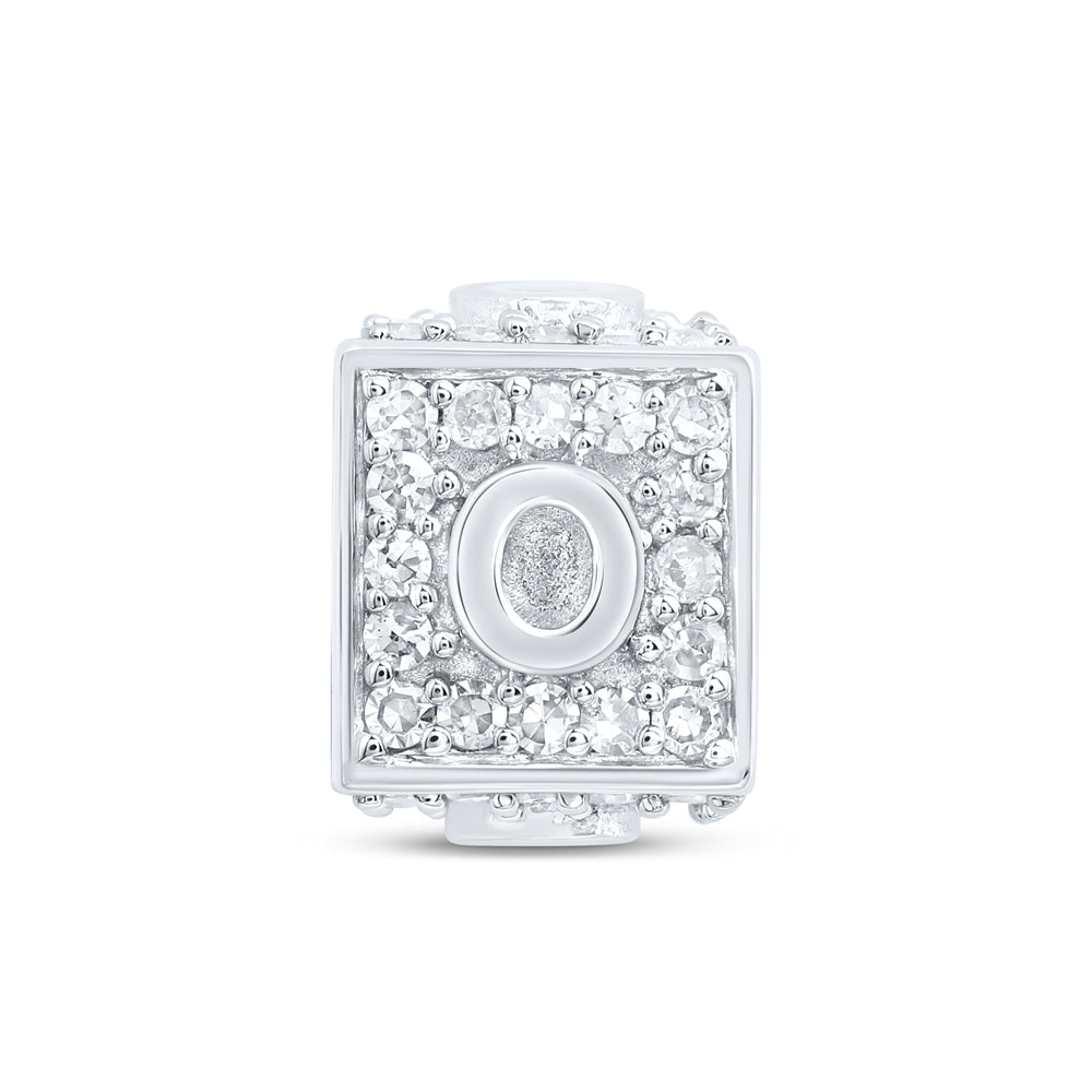 10kt White Gold Diamond Initial O Box Chain Bracelet 1/4 ctw