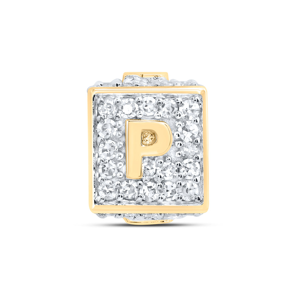 10kt Yellow Gold Diamond Initial P Box Chain Bracelet 1/3 ctw