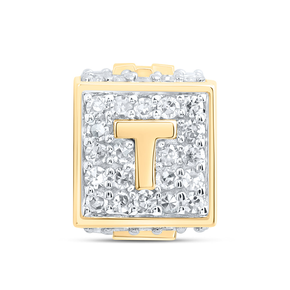 10kt Yellow Gold Diamond Initial T Box Chain Bracelet 1/3 ctw