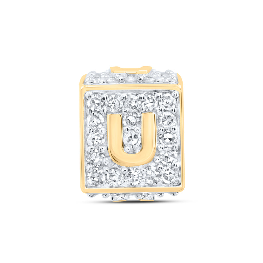 10kt Yellow Gold Diamond Initial U Box Chain Bracelet 1/3 ctw
