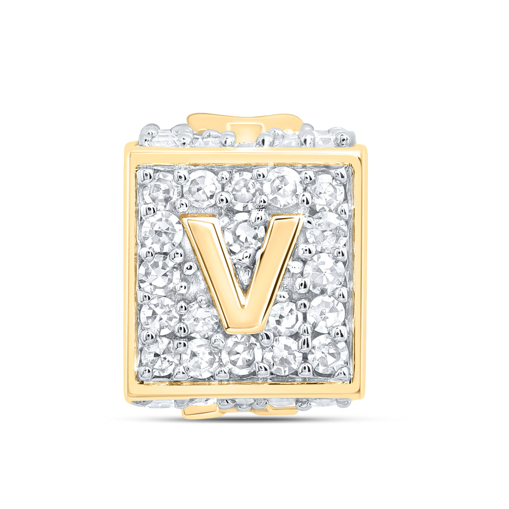 10kt Yellow Gold Diamond Initial V Box Chain Bracelet 1/3 ctw