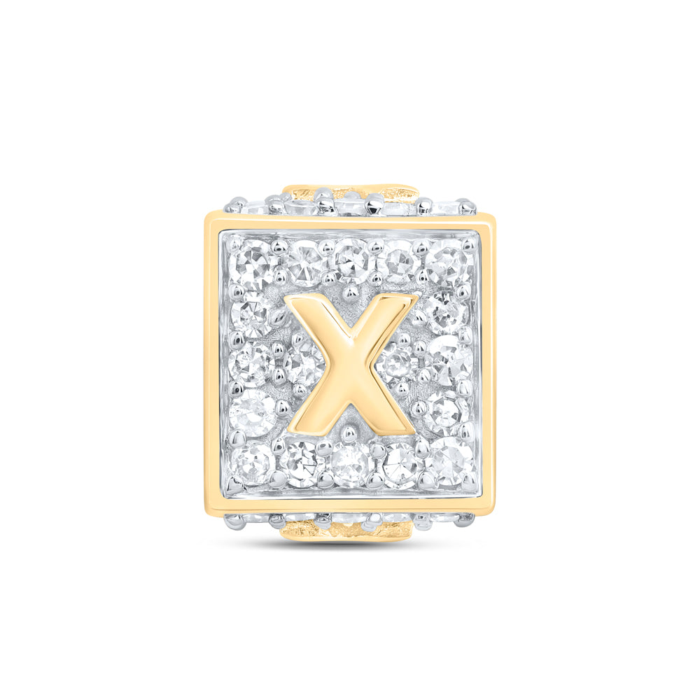 10kt Yellow Gold Diamond Initial X Box Chain Bracelet 1/3 ctw