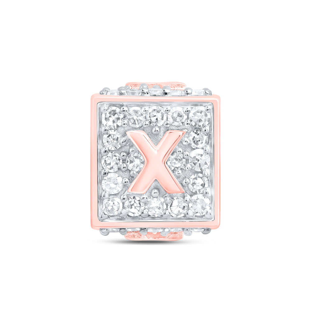 10kt Rose Gold Diamond Initial X Box Chain Bracelet 1/4 ctw