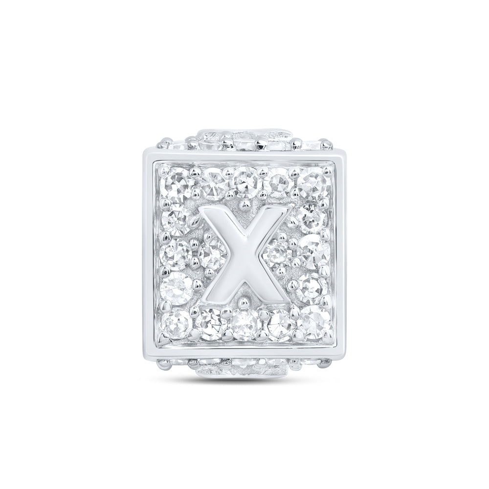 10kt White Gold Diamond Initial X Box Chain Bracelet 1/3 ctw