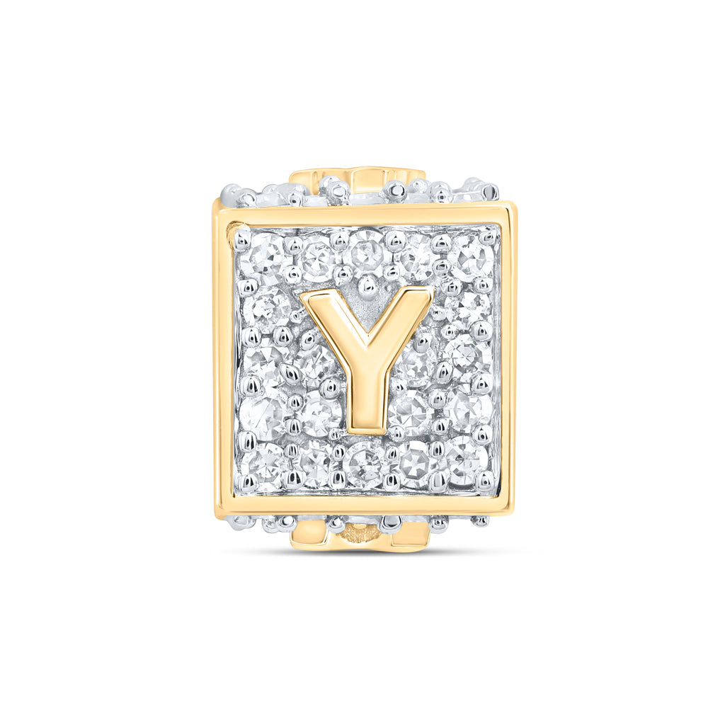 10kt Yellow Gold Diamond Initial Y Box Chain Bracelet 1/3 ctw