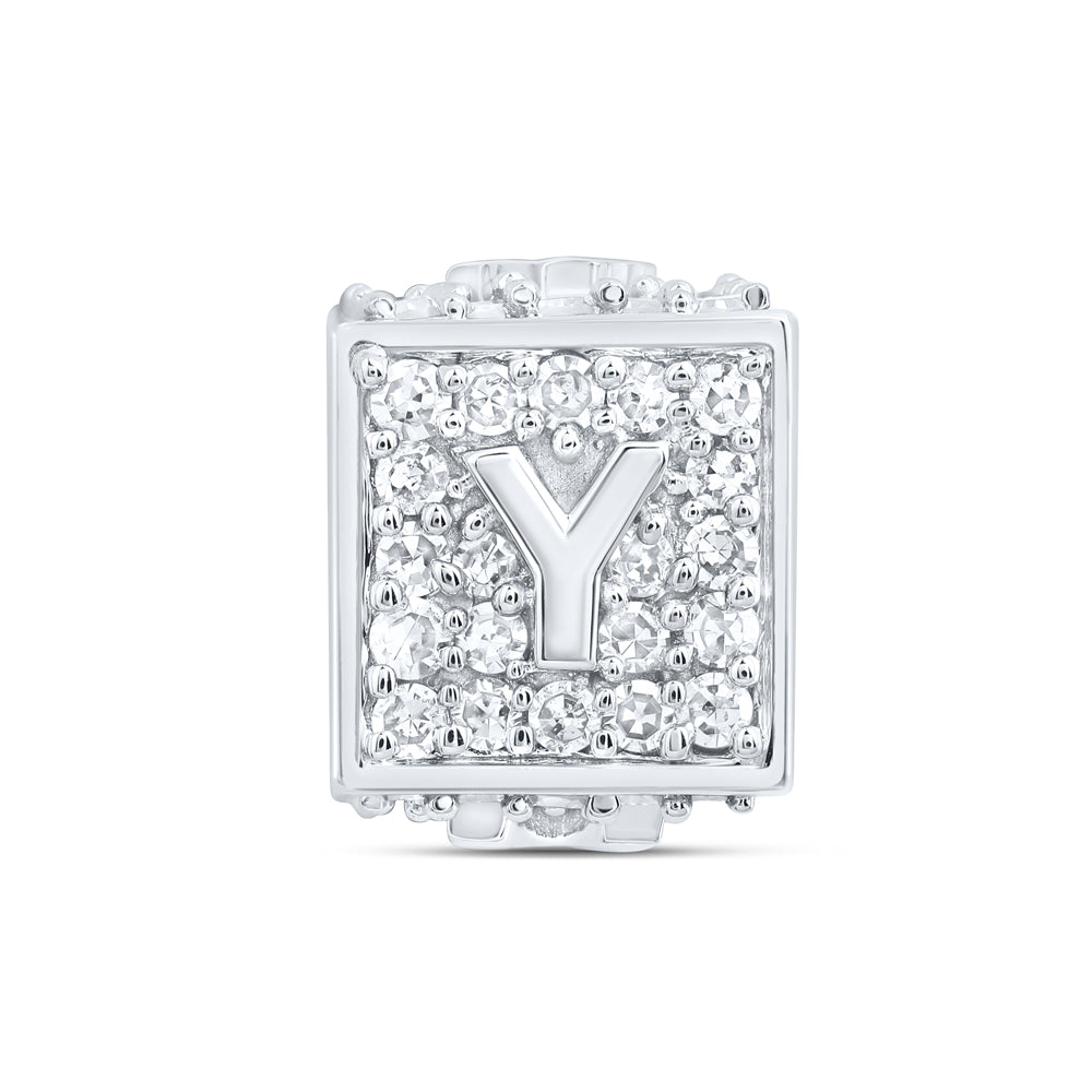 10kt White Gold Diamond Initial Y Box Chain Bracelet 1/3 ctw