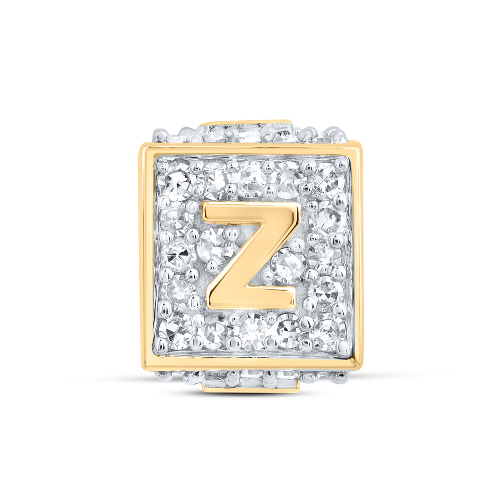 10kt Yellow Gold Diamond Initial Z Box Chain Bracelet 1/3 ctw