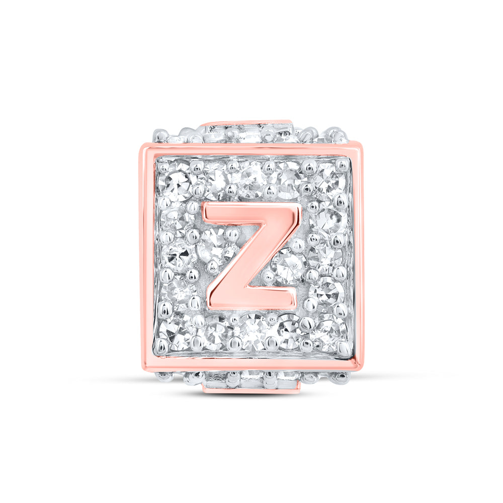 10kt Rose Gold Diamond Initial Z Box Chain Bracelet 1/3 ctw