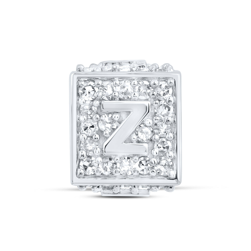 10kt White Gold Diamond Initial Z Box Chain Bracelet 1/3 ctw