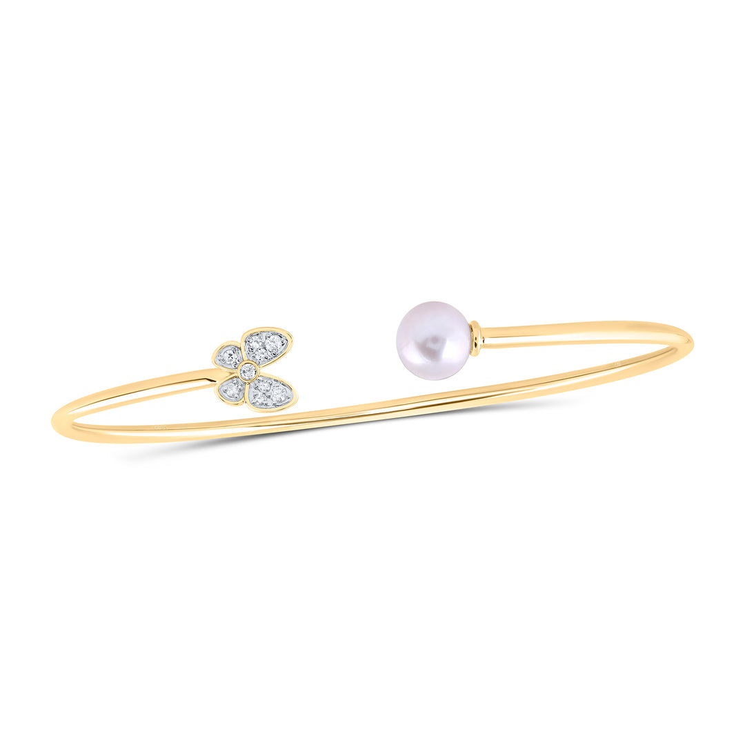 10kt Yellow Gold Women's Diamond Butterfly Bangle 1/12 ctw