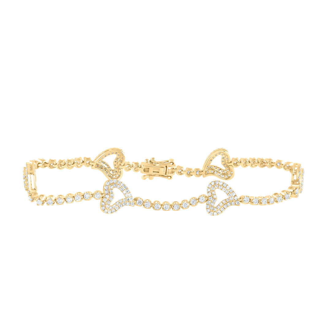10kt Yellow Gold Diamond Heart Bracelet 2 ctw