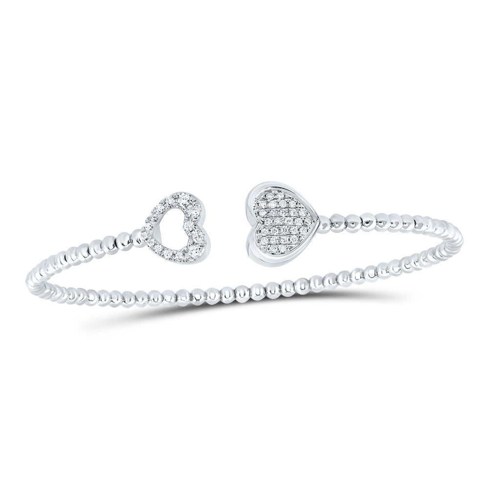 14kt White Gold Diamond Heart Bangle 1/4 ctw