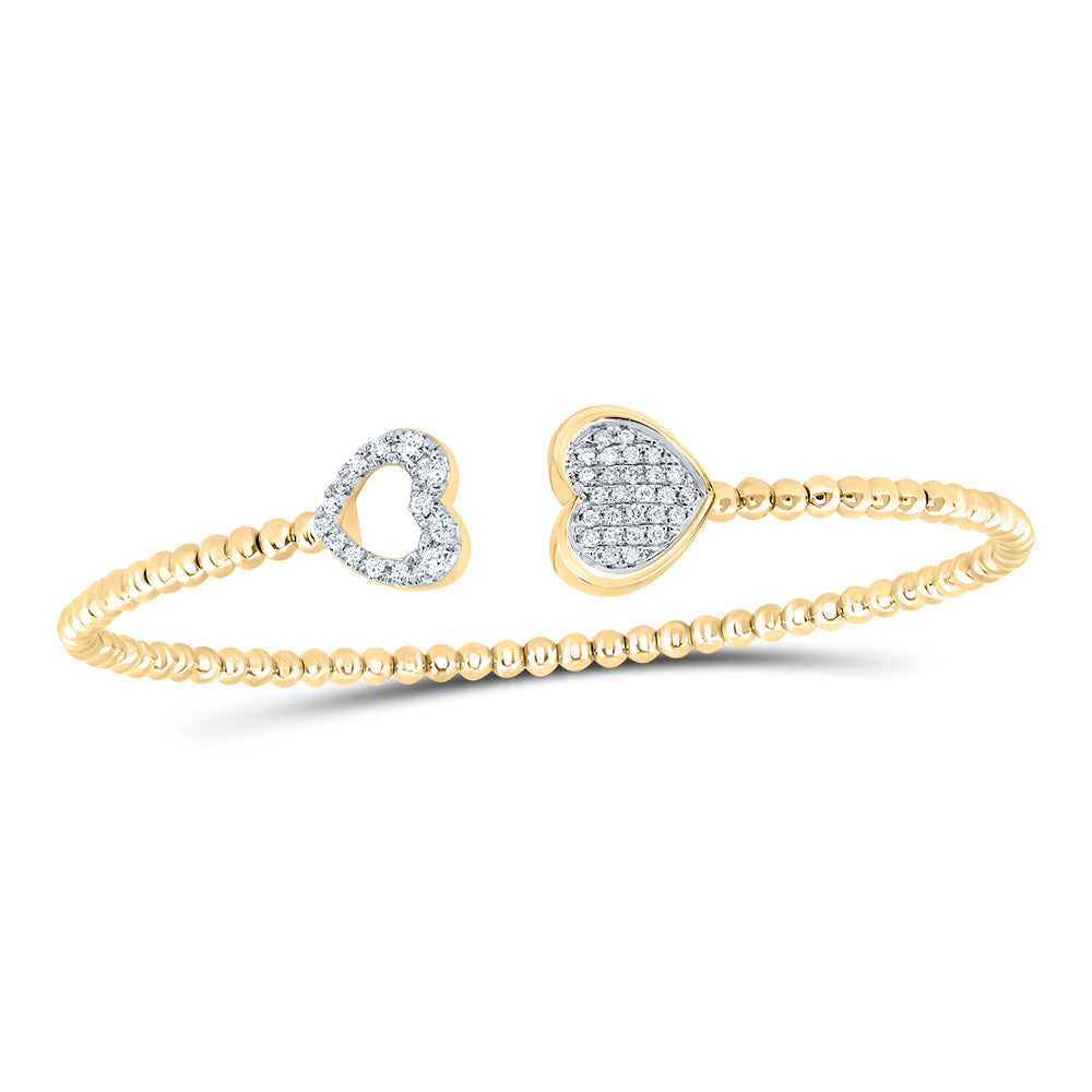 14kt Yellow Gold Diamond Heart Bangle 1/4 ctw