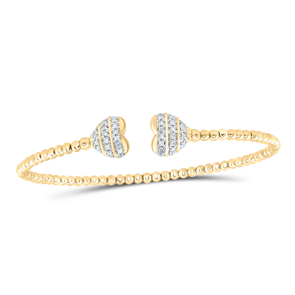14kt Yellow Gold Diamond Heart Bangle 1/4 ctw