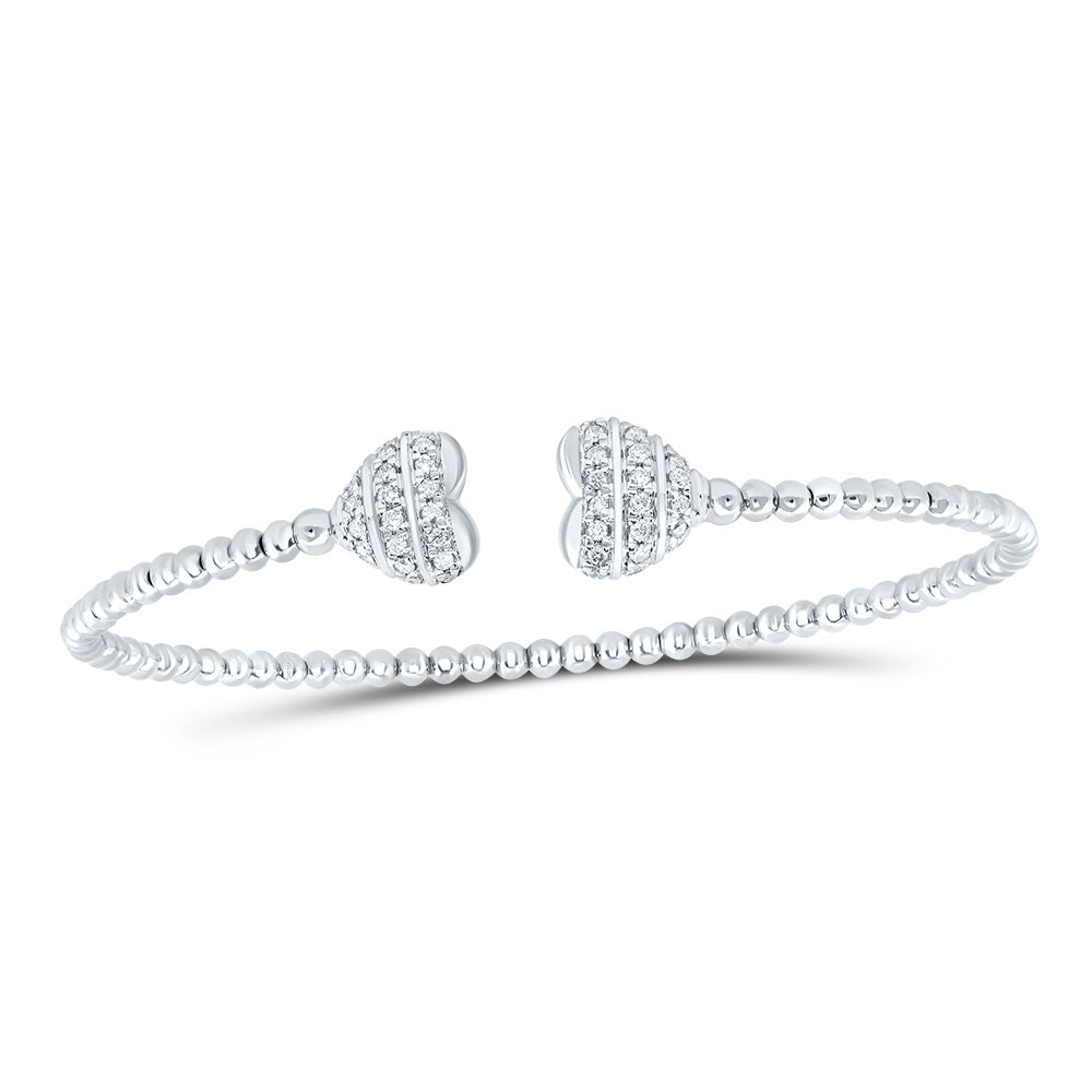 14kt White Gold Diamond Heart Bangle 1/4 ctw