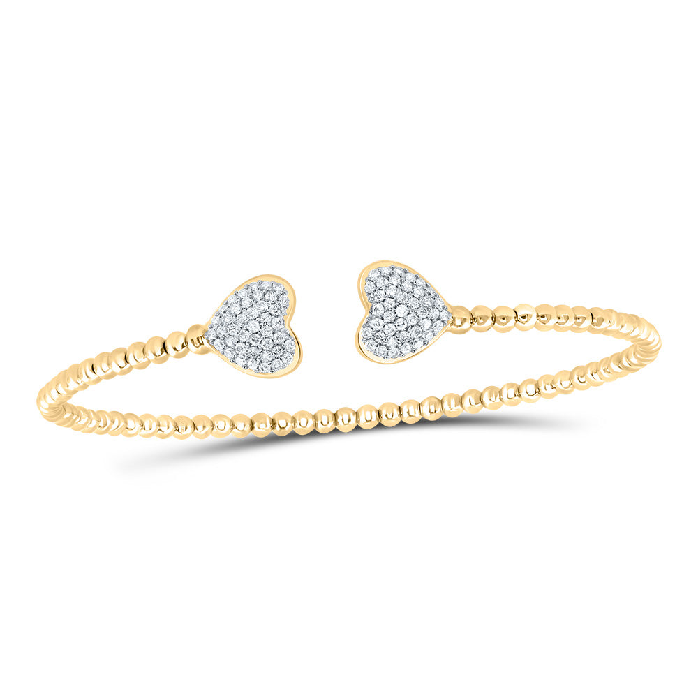 14kt Yellow Gold Diamond Heart Bangle 1/3 ctw