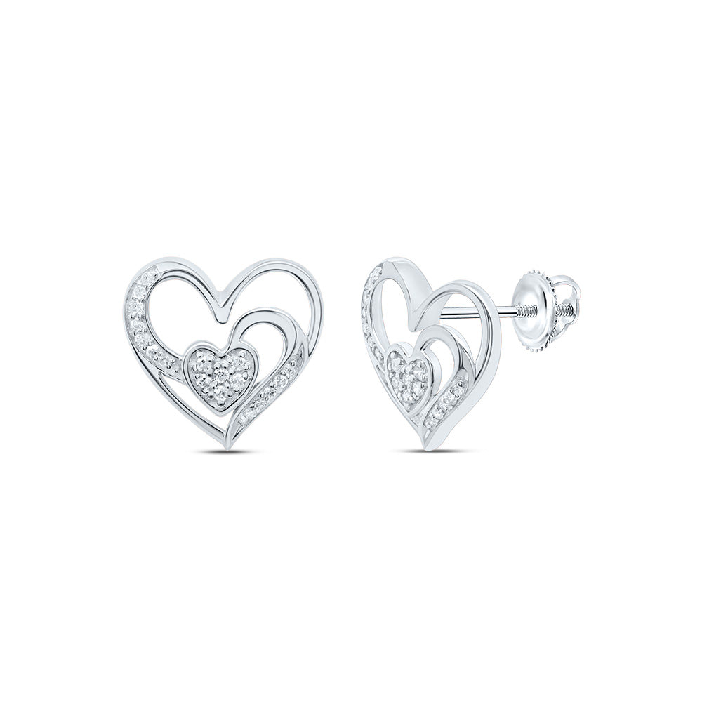 10kt White Gold Diamond Heart Earring 1/10 ctw