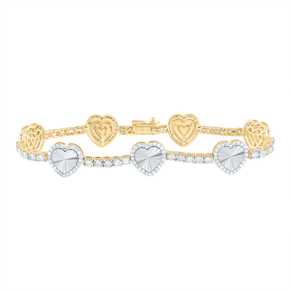 10kt Yellow Gold Diamond Heart Bracelet 1-5/8 ctw