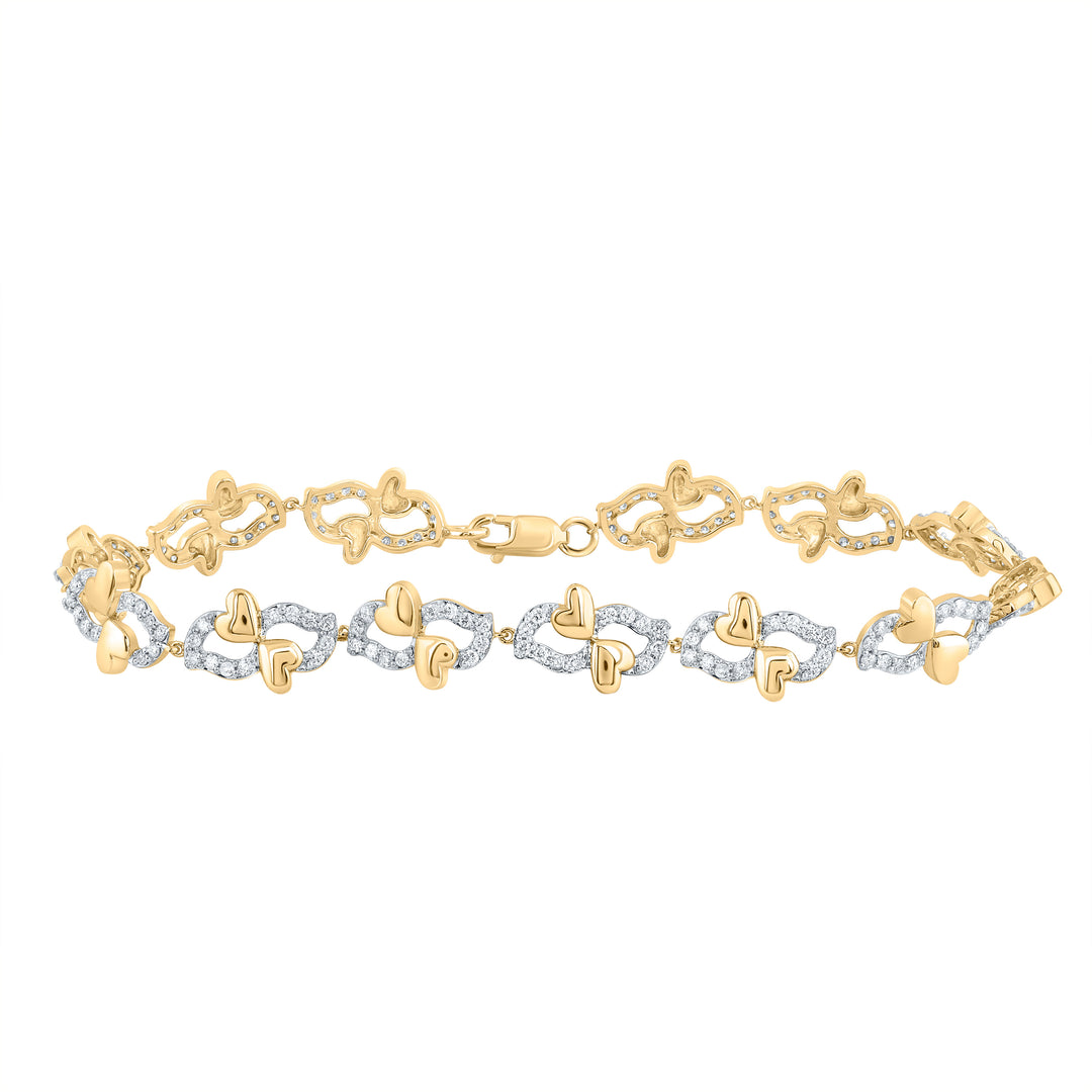 10kt Yellow Gold Diamond Heart Bracelet 1-1/5 ctw