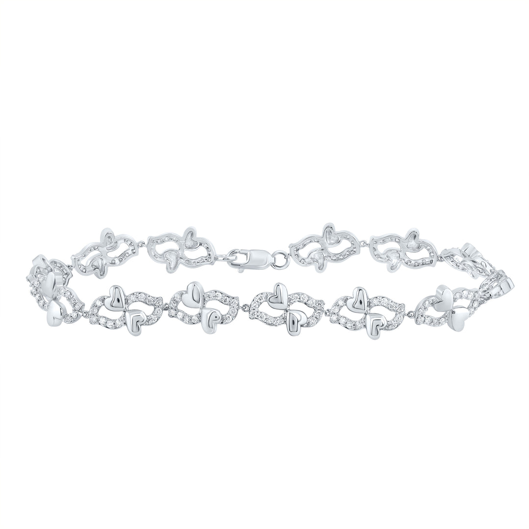 10kt White Gold Diamond Heart Bracelet 1-1/5 ctw