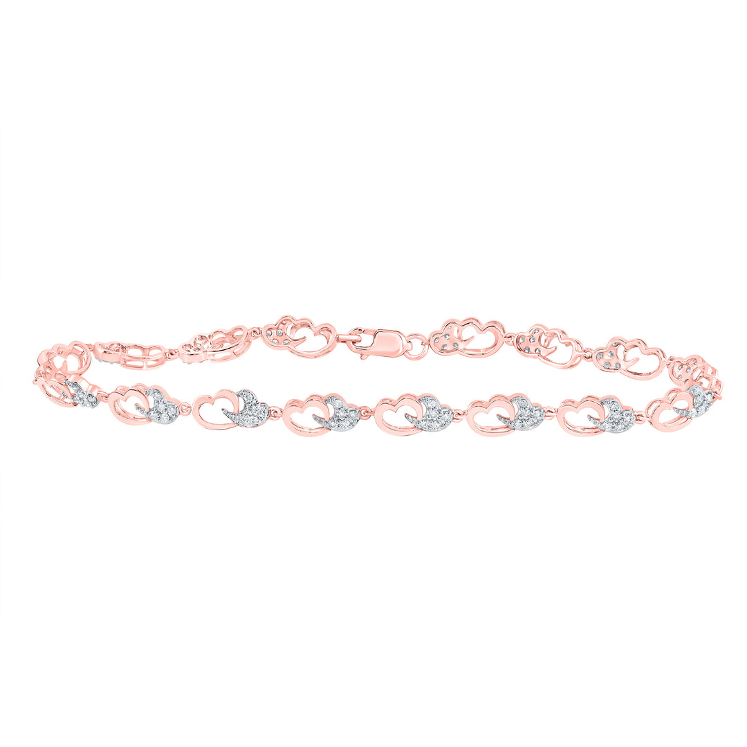 10kt Rose Gold Diamond Heart Bracelet 1/2 ctw