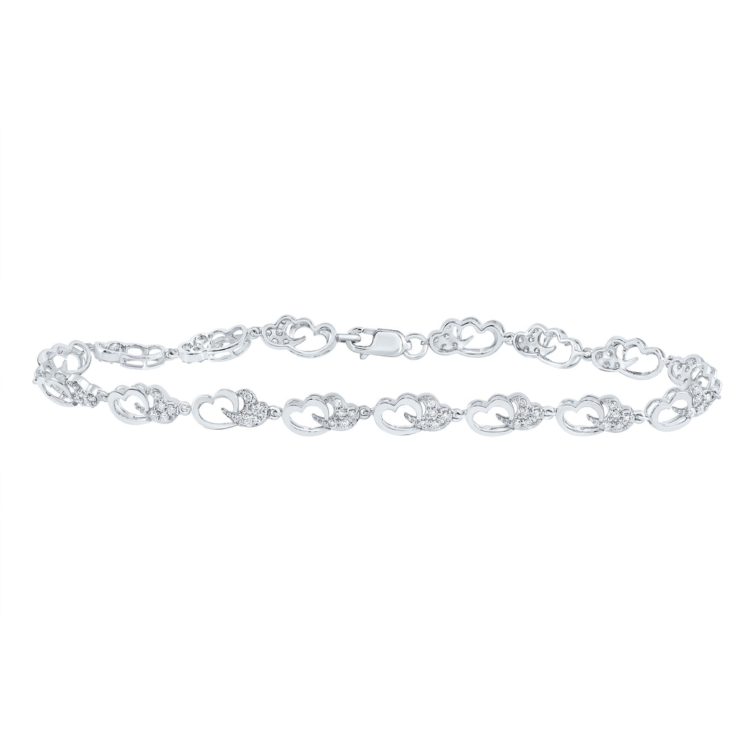10kt White Gold Diamond Heart Bracelet 1/2 ctw