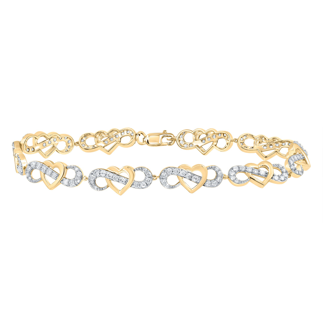 10kt Yellow Gold Diamond Heart Bracelet 1-1/3 ctw