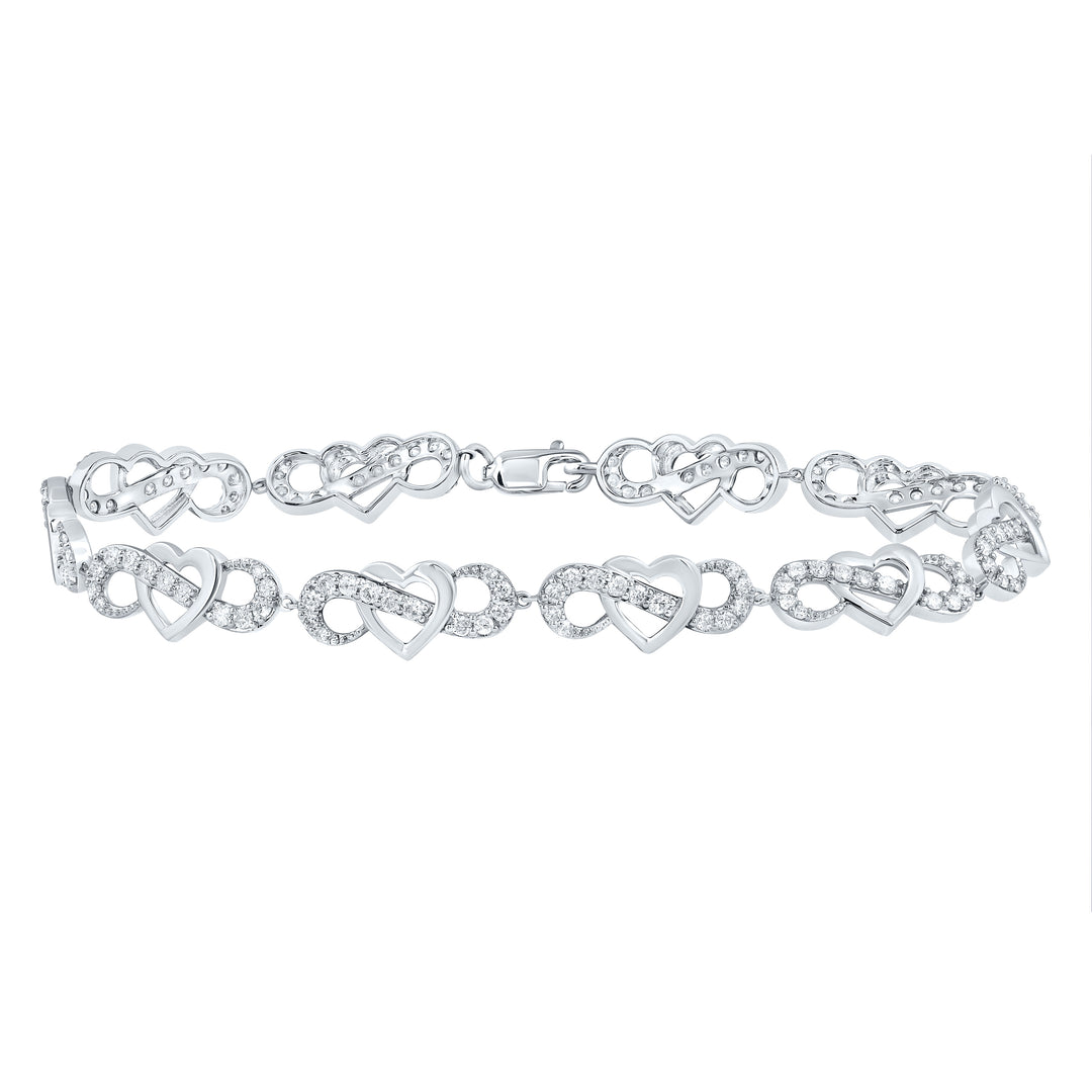 10kt White Gold Diamond Heart Bracelet 1-1/3 ctw