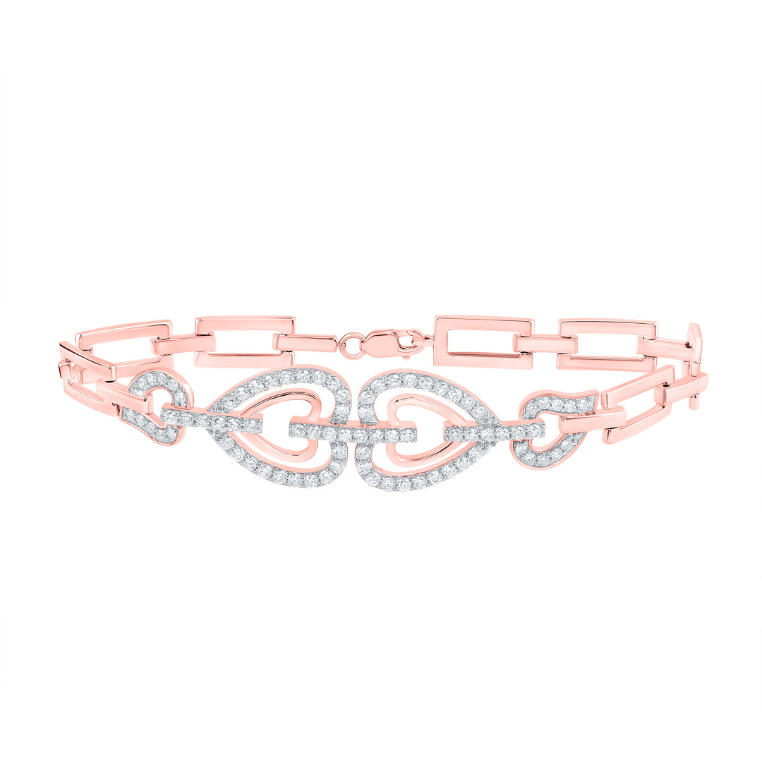 10kt Rose Gold Diamond Heart Bracelet 1-5/8 ctw
