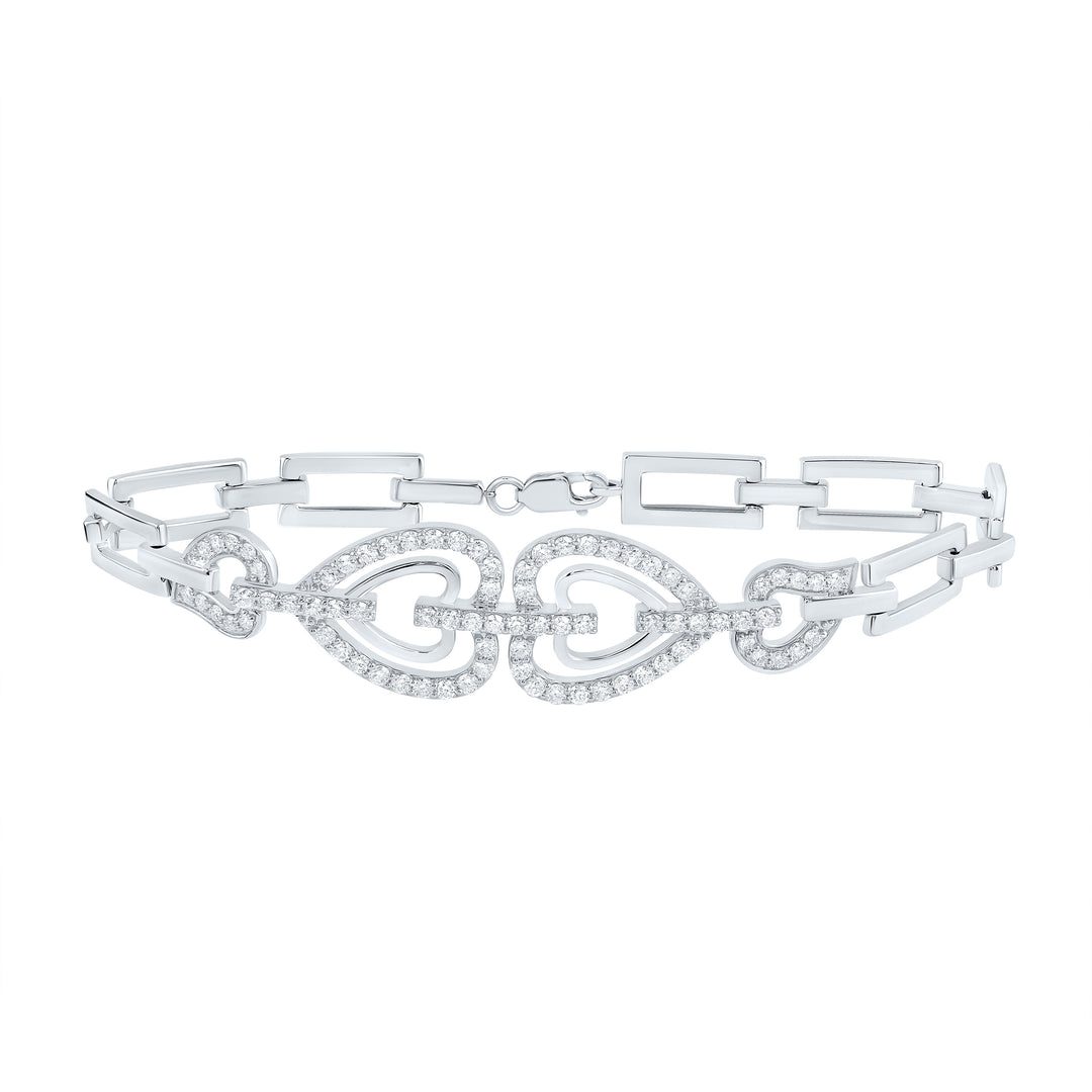 10kt White Gold Diamond Heart Bracelet 1-5/8 ctw