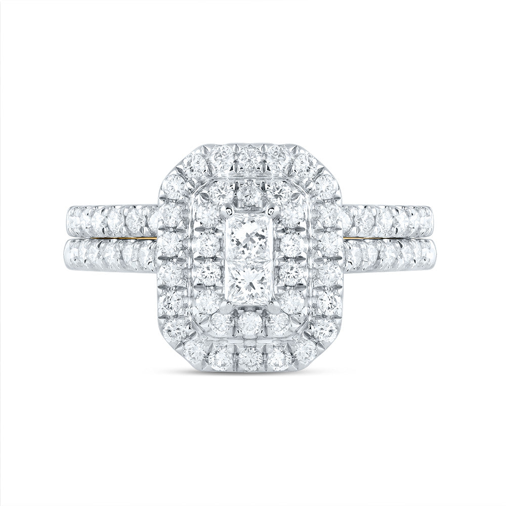 1CTW-DIA ANA M EMERALD DOUBLE HALO FASHION BRIDAL SET