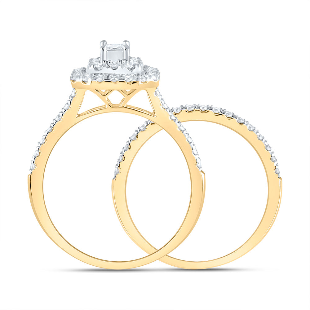 1CTW-DIA ANA M EMERALD DOUBLE HALO FASHION BRIDAL SET