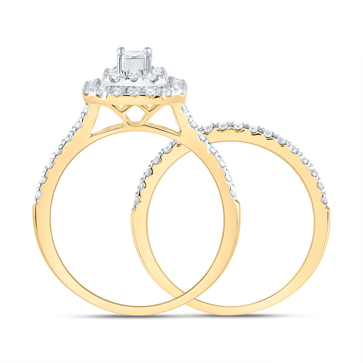 1CTW-DIA ANA M EMERALD DOUBLE HALO FASHION BRIDAL SET