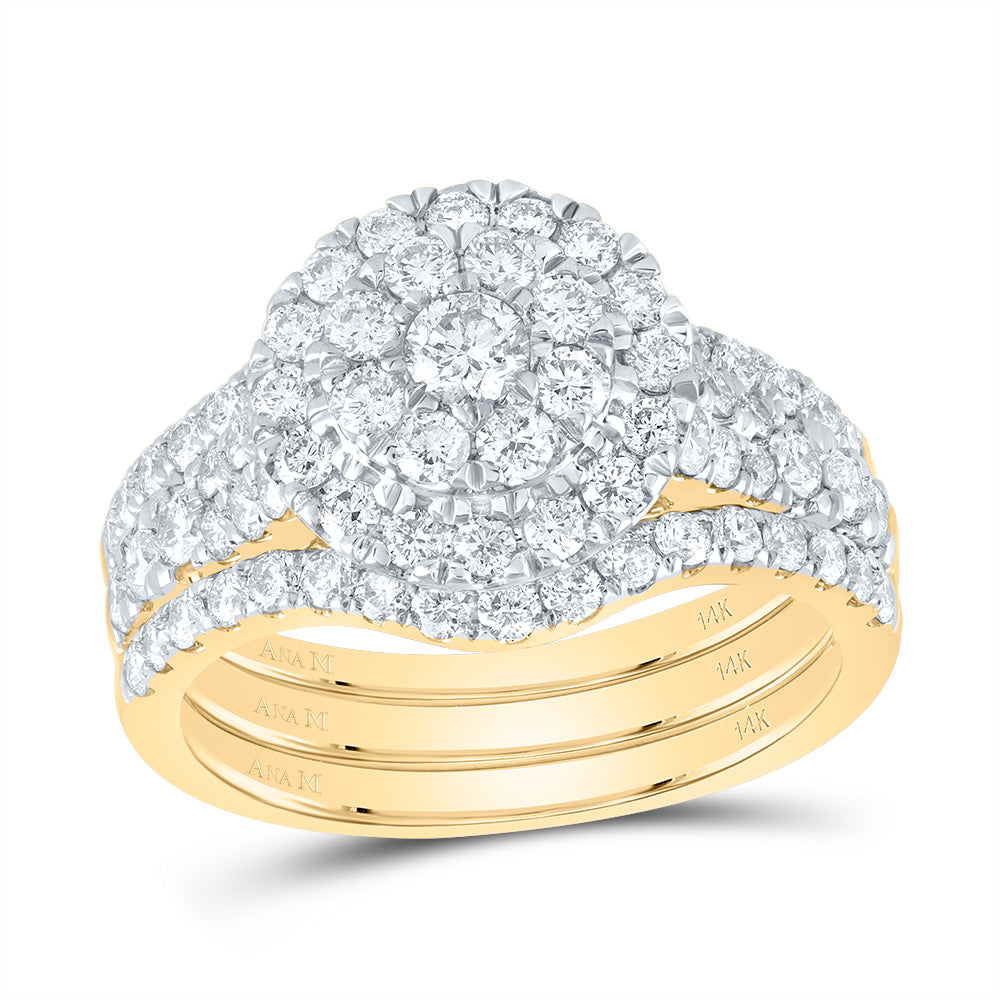 1 5/8CTW-DIA ANA M ROUND SINGLE HALO FASHION BRIDAL SET