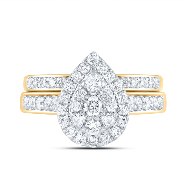 1CTW-DIA ANA M PEAR DOUBLE HALO FASHION BRIDAL SET