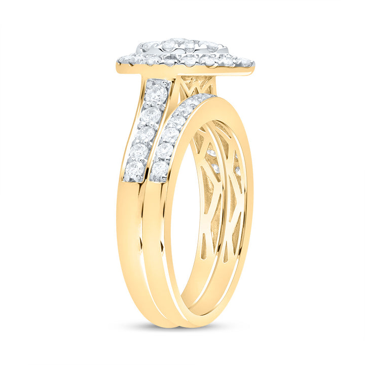 1CTW-DIA ANA M PEAR DOUBLE HALO FASHION BRIDAL SET