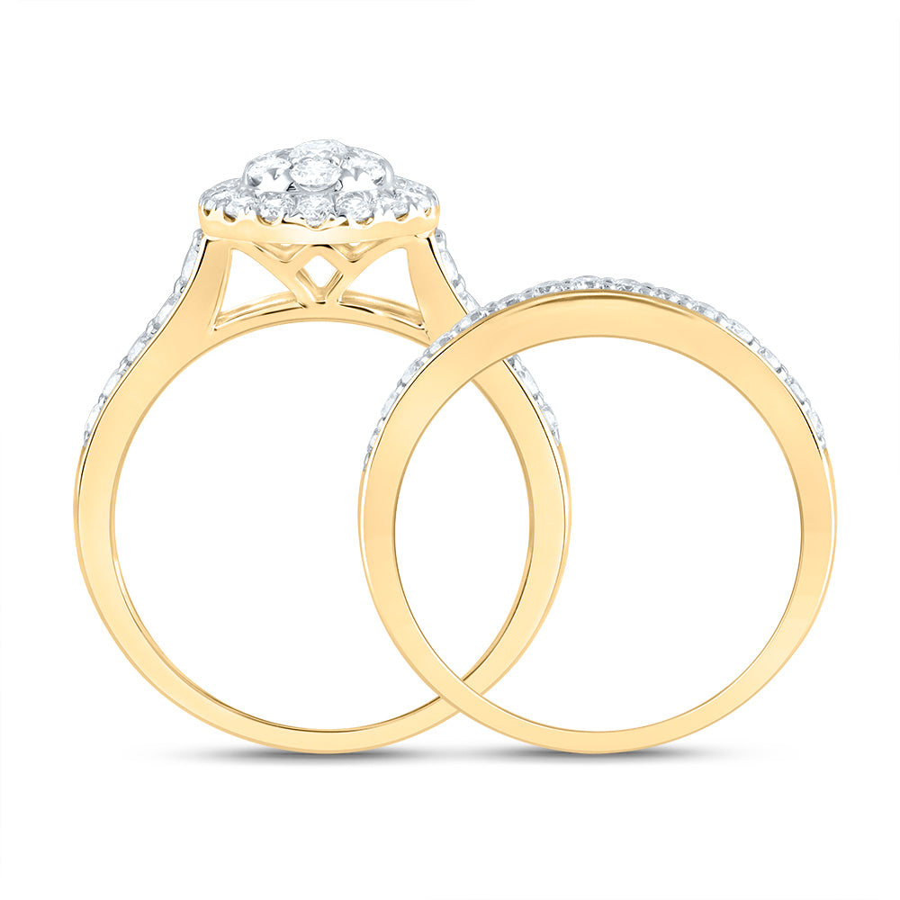1CTW-DIA ANA M PEAR DOUBLE HALO FASHION BRIDAL SET