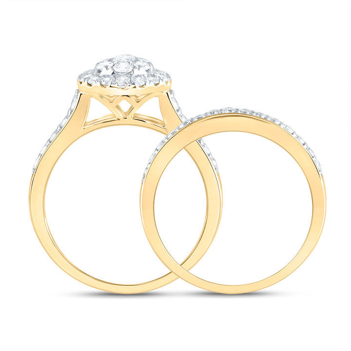1CTW-DIA ANA M PEAR DOUBLE HALO FASHION BRIDAL SET